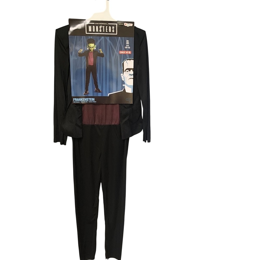 Universal Monsters Frankenstein Kids Costume Jumpsuit Headpiece Size L 10-12